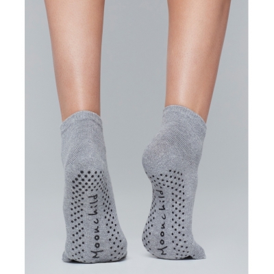 6: Moonchild Grip socks, High Rise - Grå Small