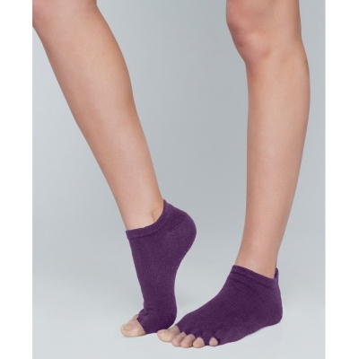 7: Moonchild Grip socks, Open Toe - Blackberry Medium