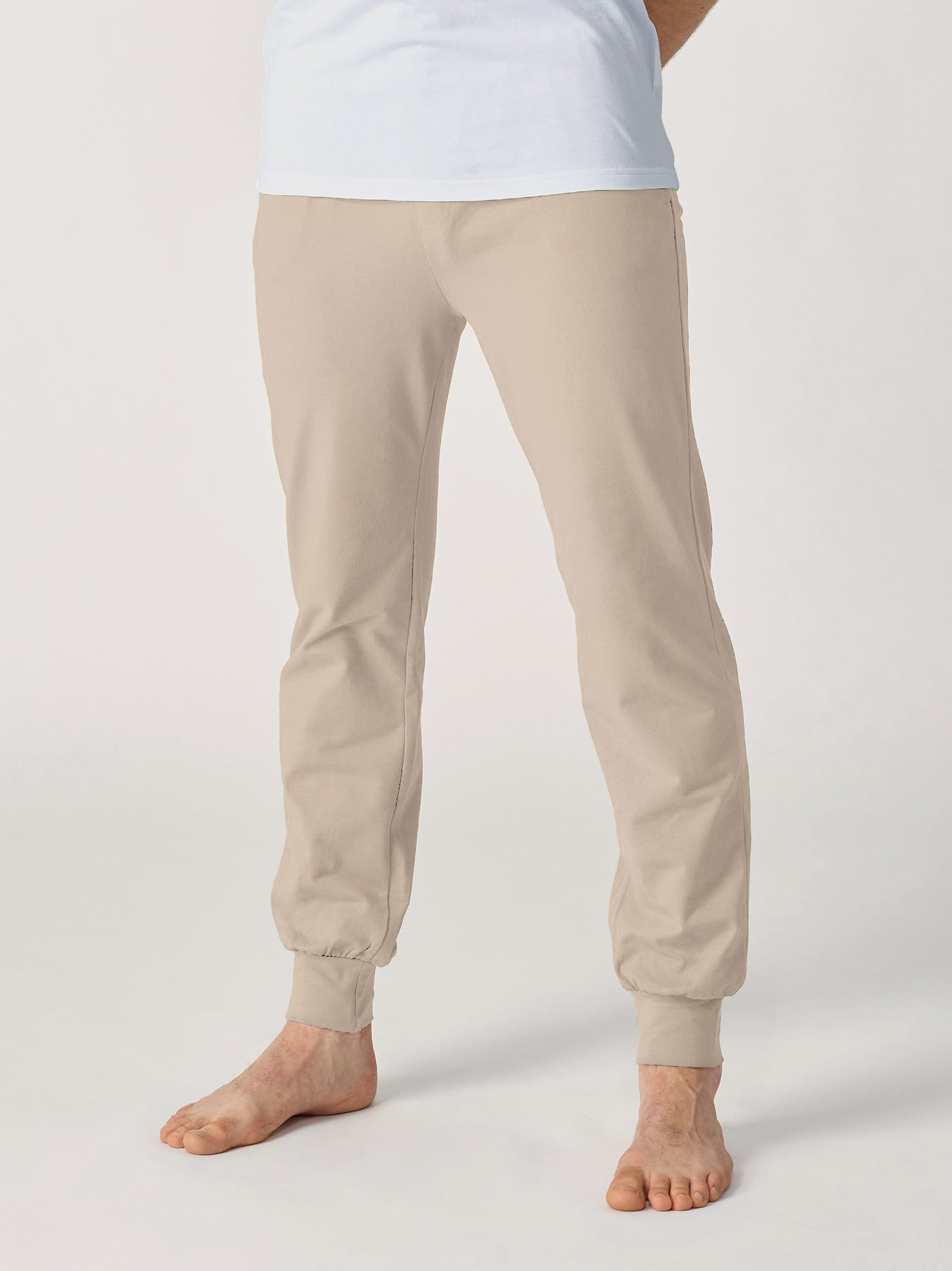 12: Yoga bukser til mænd, økologisk - Light Taupe Large