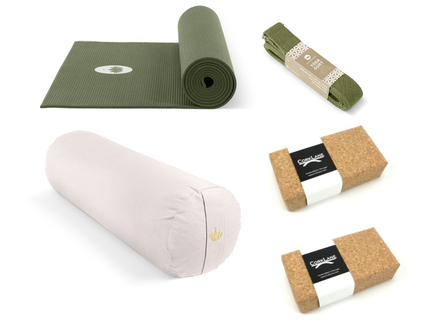 Yogaudstyr startpakke stor med XL yogamåtte - Oliven Grøn