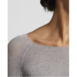 Amalie Wool bluse - Light Grey Melange