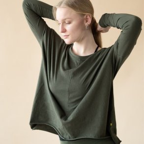 Yogamii LION DRAPY yoga bluse, kologisk - Dark Olive