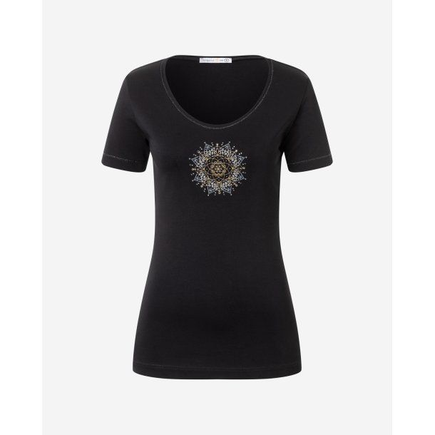 Yoga T-shirt "Flower of Harmony", ekologisk - Svart