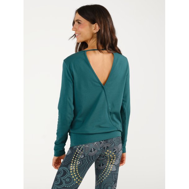 spirit of om longsleeve yogatop, JANGAMA, Lagoon Green
