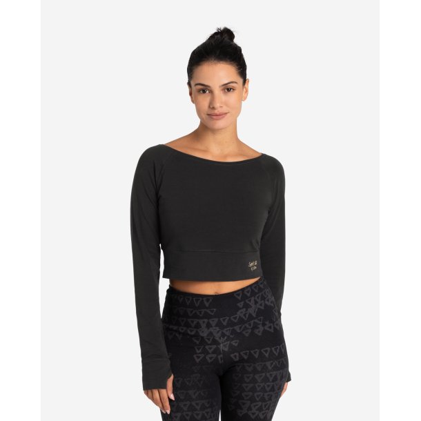 Longsleeve Crop Top - Sort