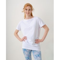 DIRGHA yoga tee, spirit of om organic yoga tee, white