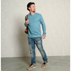 Herre yoga T-shirt, lange rmer - Bl