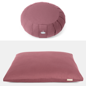 Meditation st DELUXE med rund meditationspude & meditationsmtte - Aubergine