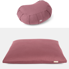 Meditation s�t DELUXE med halvm�ne meditationspude & meditationsm�tte - Aubergine