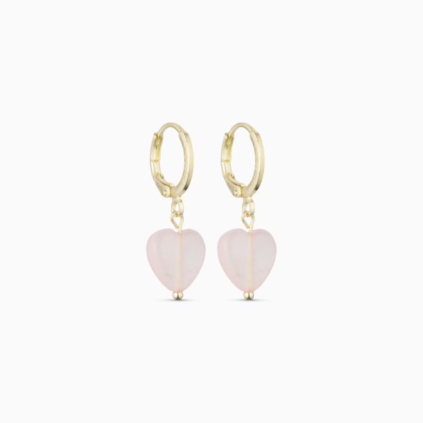 Rose quartz earrings with heart crystal from SO�
