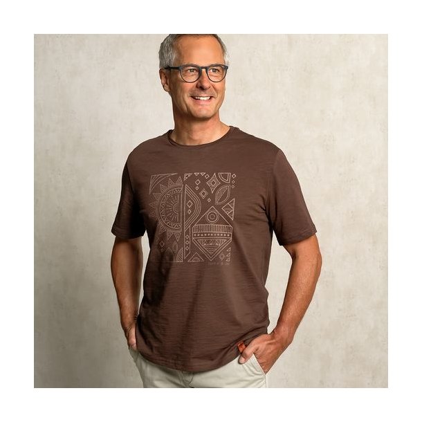 ETHNO Herre Yoga T-shirt, kologisk - Mrkebrun