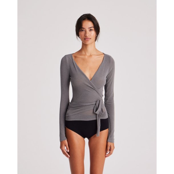 Anne wool wrap blus - Dark Grey