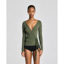 LISVA Anne wool wrap top, Olive Night