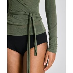 Anne wool wrap blus, Olive Night