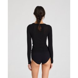 Anne wool sl om bluse - Black