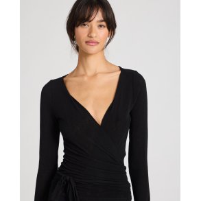 Anne wool sl om bluse - Black