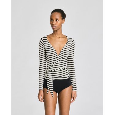 Anne wool wrap blus, Stripe