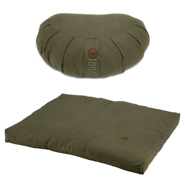 CALM meditation s�t med halvm�ne meditationspude, Dark Olive