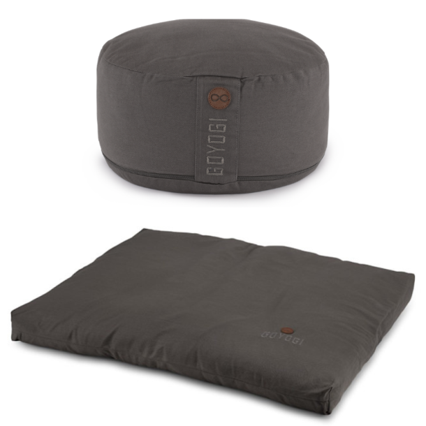 GOYOGI meditaion s�t med rund pude og zabuton, Dark Grey
