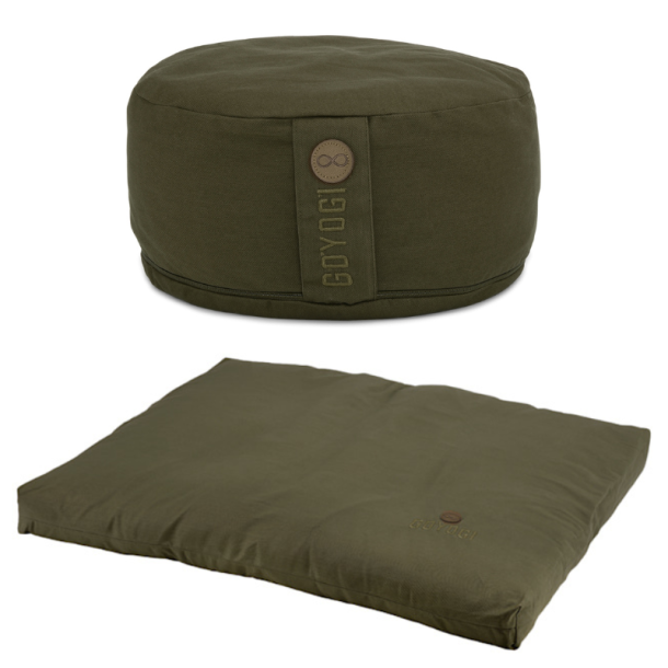 GOYOGI meditation s�t med rund meditationspude og zabuton, Dark Olive