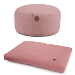 GOYOGI meditations s�t med rund pude og zabuton, rose