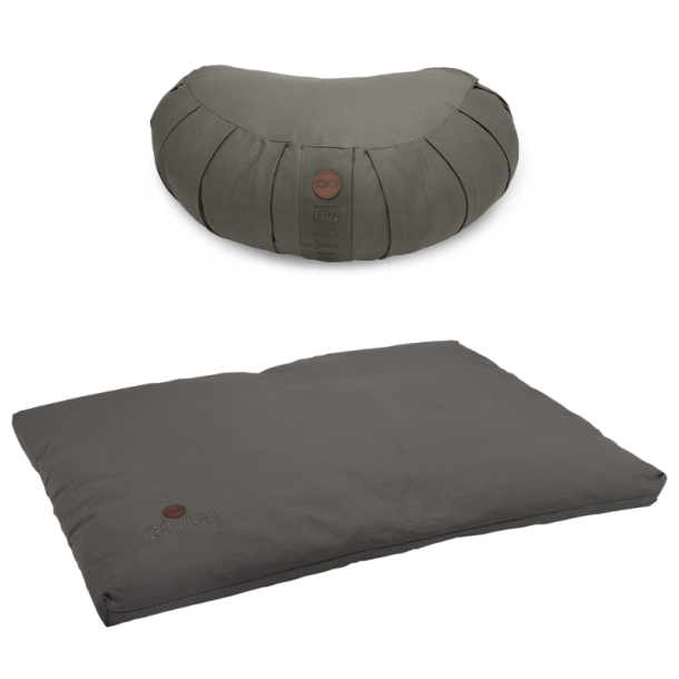 CALM meditationsset med halvmne meditationskudde, Dark Grey