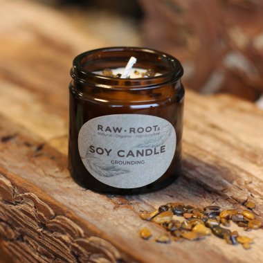 kologisk Soya Lys med krystaller, 60 ml - Grounding Duft