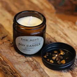 kologisk Soya Lys med krystaller, 60 ml - Grounding Duft