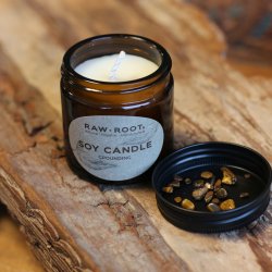 kologisk Soya Lys med krystaller, 60 ml - Grounding Duft