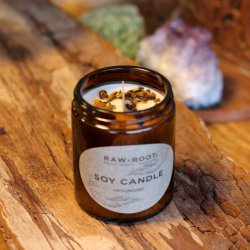 kologisk Soya Lys med krystaller, 160 ml - Grounding Duft