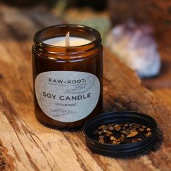 kologisk Soya Lys med krystaller, 160 ml - Grounding Duft