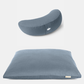 Meditation st DELUXE med halvmne meditationspude & meditationsmtte - Cornflower