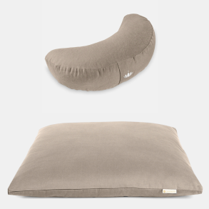 Meditation st DELUXE med halvmne meditationspude & meditationsmtte - Light Taupe