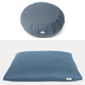 Meditation st DELUXE med rund meditationspude & meditationsmtte - Cornflower