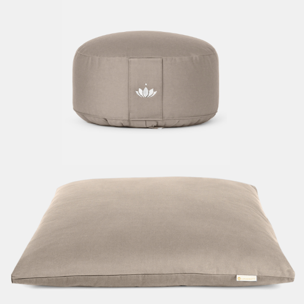 Meditationsset DELUXE med meditationskudde &amp; meditationsmatta - Light Taupe