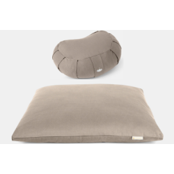 Meditationsset DELUXE med halvm�ne meditationskudde &amp; meditationsmatta - Light Taupe