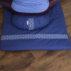 Samarali Meditationspude halvmne 12 cm, kologisk - Denim Blue