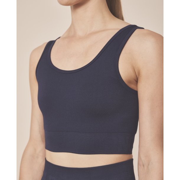 Moonchild Soft Rib Yoga Crop Top - Navy Blue