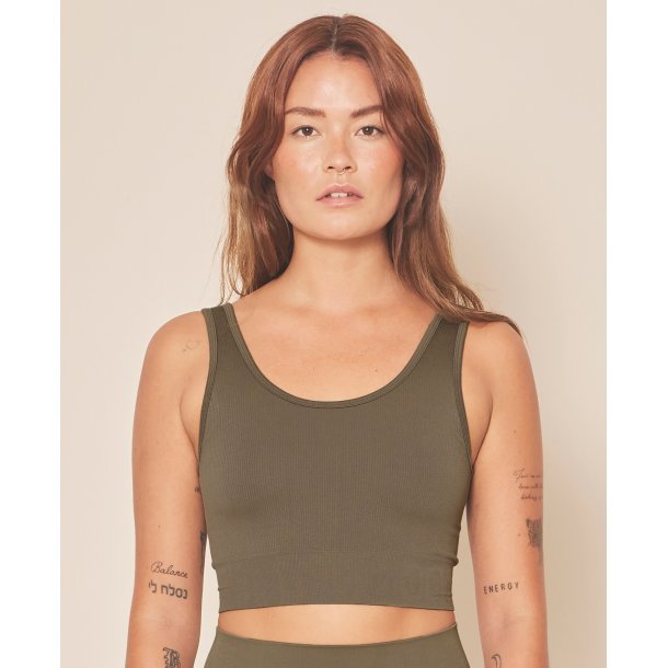 Moonchild Soft Rib Yoga Crop Top - Olive