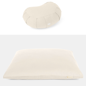 Meditation s�t DELUXE med halvm�ne meditationspude & meditationsm�tte - Natur