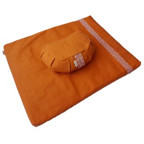 Meditation st med halvmne meditationspude & meditationsmtte - Orange