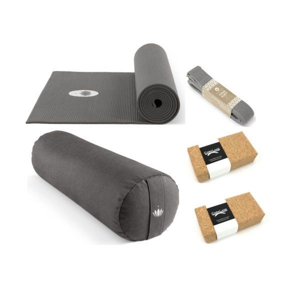 Yogaudstyr startpakke stor med XL yogamtte - Anthracit