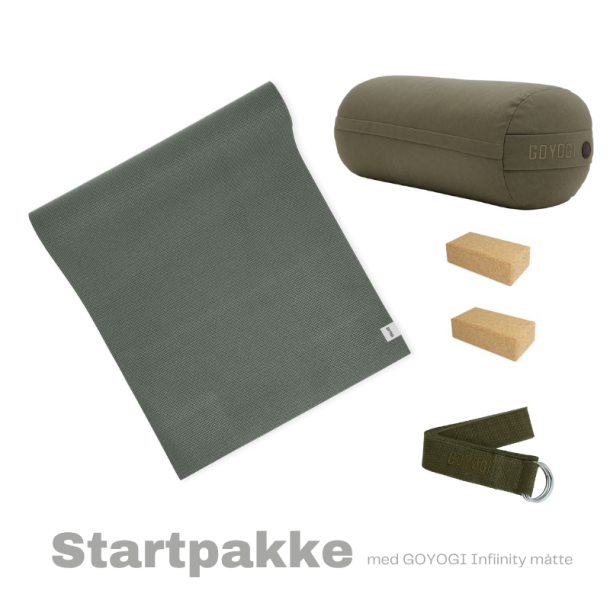 Yogaudstyr startpakke med Infinity yogam�tte, Olive
