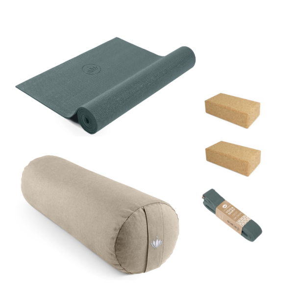 Yoga equipment starter pack with yoga mat, yoga pool, yoga belt and yoga blocks, Balsam Green