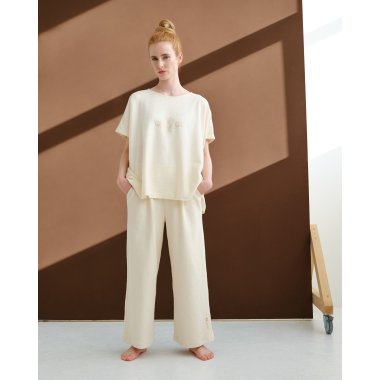 PONCHO PITANA Yoga Bluse, �kologisk - Creme