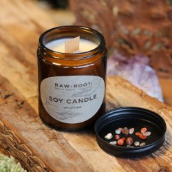 kologisk Soya Lys med krystaller, 160 ml - Uplifting  Duft