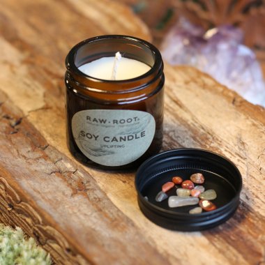 kologisk Soya Lys med krystaller, 60 ml - Uplifting  Duft